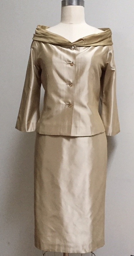 Light taupe silk suit for wedding