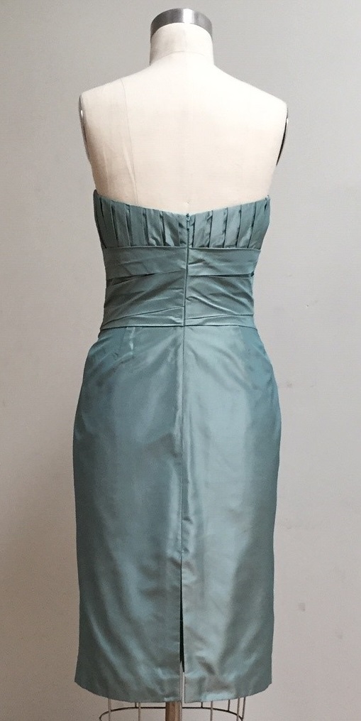 Aqua strapless silk dress