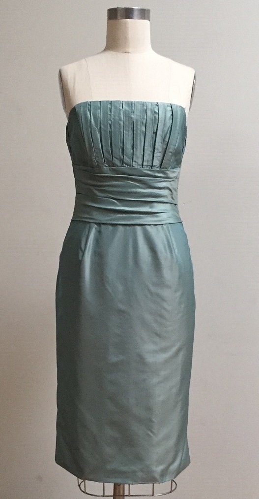 Aqua strapless silk dress